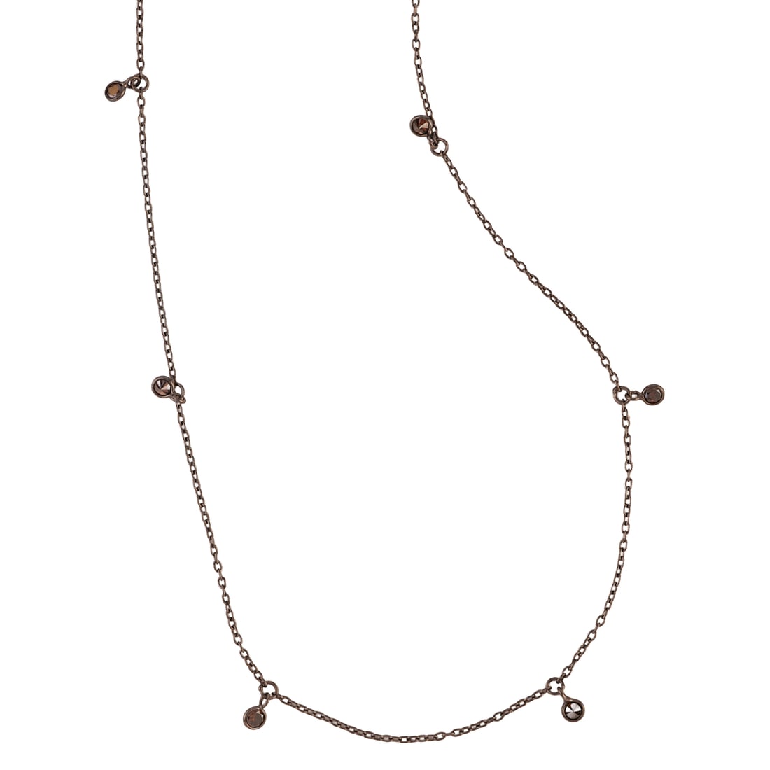 Diamond, Oxidized Silver Necklace. Featuring six round-cut diamonds, bezel set and linked by (1 of 4)