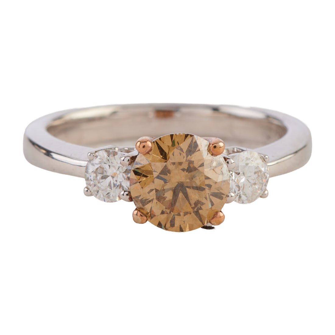 Brown Diamond, Diamond, 14k White and Rose Gold Ring. Featuring one round brilliant-cut brown (1 of 4)