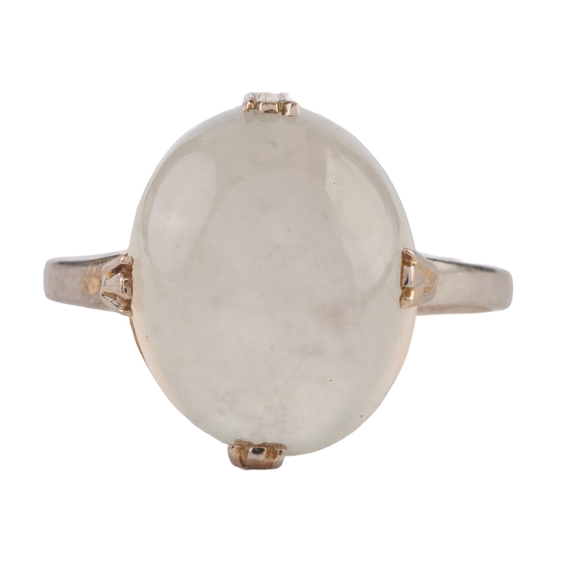 Icy Jadeite Jade, 14k White Gold Ring. Featuring one oval shaped icy jadeite jade cabochon measuring (1 of 4)