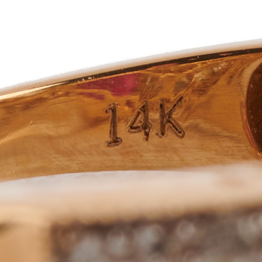 Ruby, Diamond, 14k Yellow Gold Ring. Featuring one oval-cut ruby weighing approximately 1.10 ct., - 4