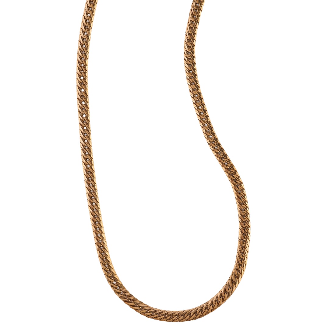 14k Yellow Gold Necklace. The 14k yellow gold link measuring approximately 5 mm in width, completed (1 of 4)