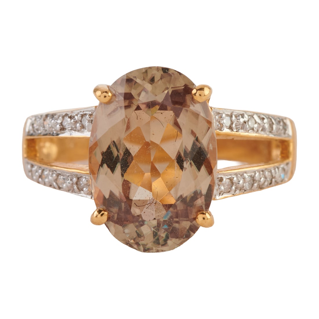 Idocrase, Diamond, 18k Yellow Gold Ring. Featuring one oval-cut idocrase weighing approximately 4.45 (1 of 5)