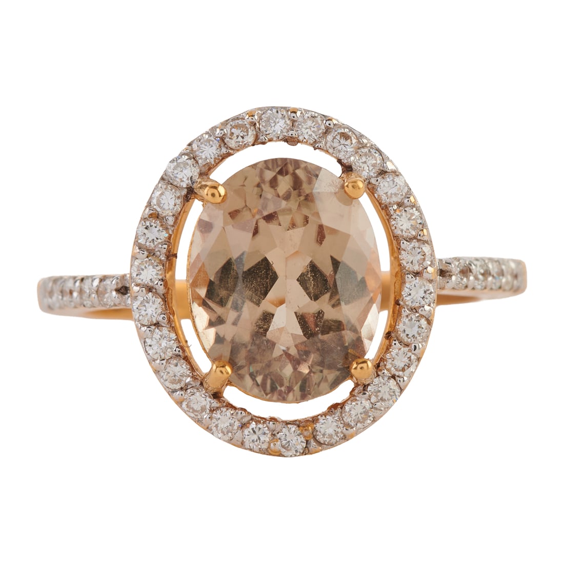 Idocrase, Diamond, 18k Yellow Gold Ring. Featuring one oval-cut idocrase weighing approximately 2.80 (1 of 4)
