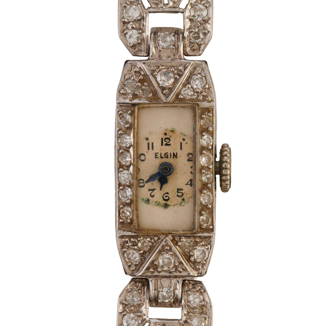 Ladies Diamond, Platinum, Gold-Filled Wristwatch. The ladies diamond, platinum, gold-filled: Ladies Diamond, Platinum, Gold-Filled Wristwatch. The ladies diamond, platinum, gold-filled wristwatch featuring a manual wind and gold-filled meshin link strap with safety chain, forming a 6 1/2 inch
