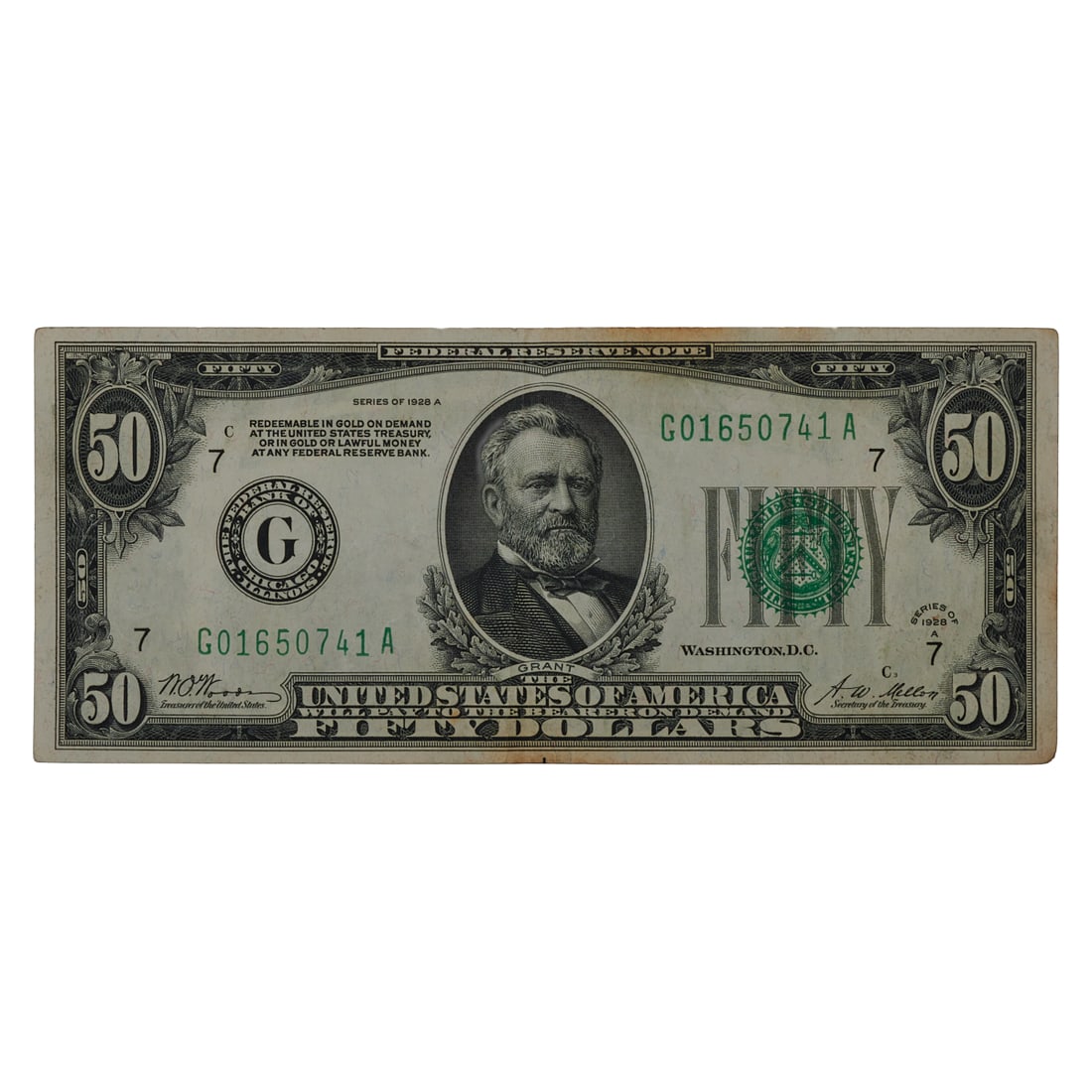 Series 1928 A $50 Federal Reserve Note. (1 of 2)
