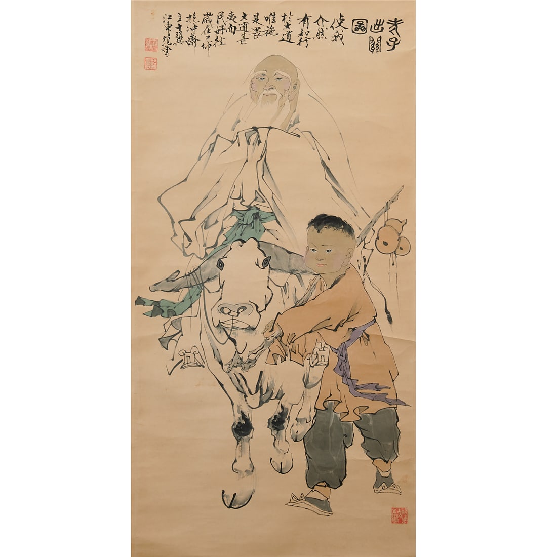 Attributed to Fan Zeng (b. 1938), Ink and Color on Paper.{51 3/4 x 26 inches (131 x 66 cm}.: Attributed to Fan Zeng (b. 1938), Ink and Color on Paper.{51 3/4 x 26 inches (131 x 66 cm}.