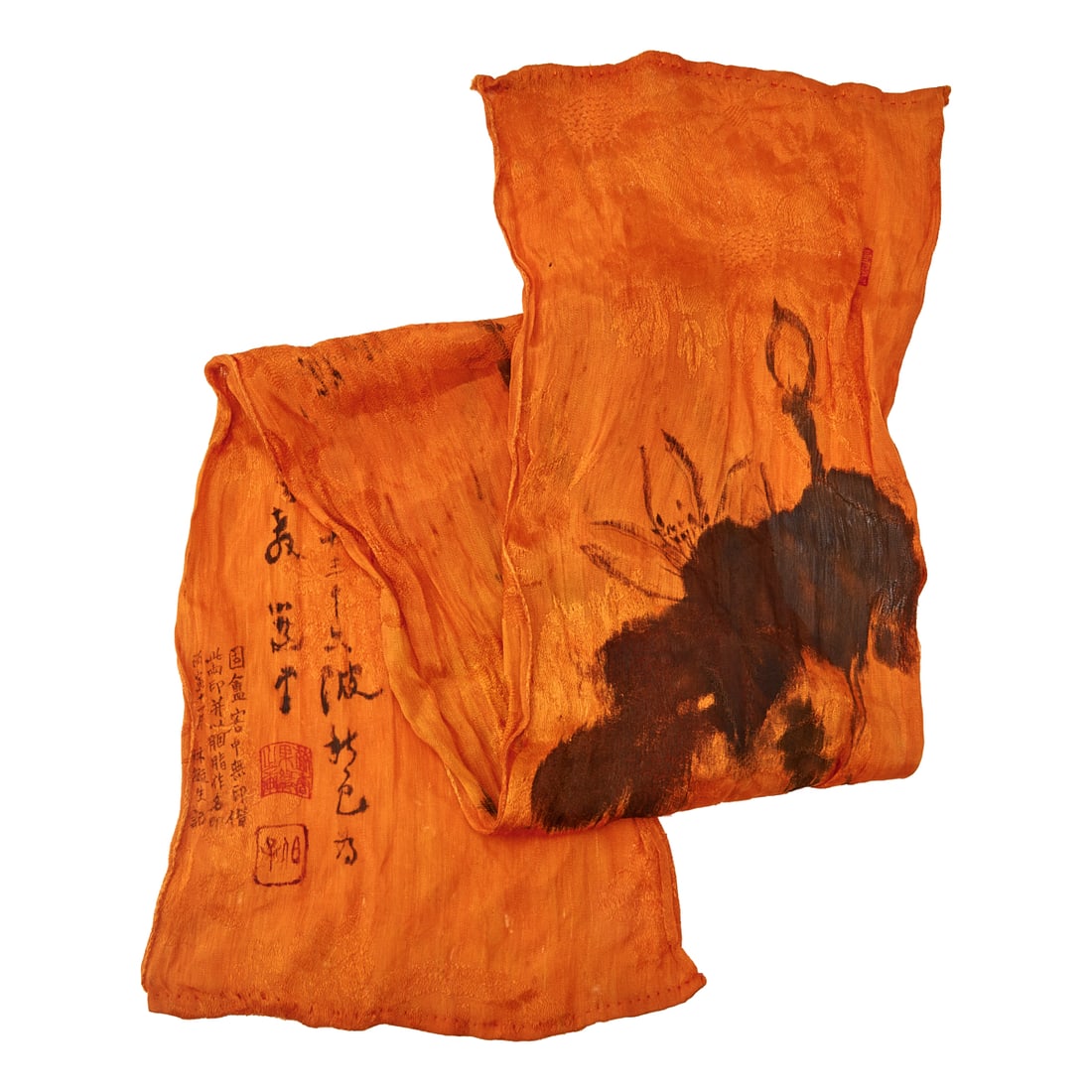 Jao Tsung-I (Rao Zongyi, 1917-2018)Lotus? 1986Ink on SilkThis elegant lotus painting represents a: Jao Tsung-I (Rao Zongyi, 1917-2018)Lotus? 1986Ink on SilkThis elegant lotus painting represents a remarkable meeting of two of the most influential Chinese intellectuals of the twentieth century: the
