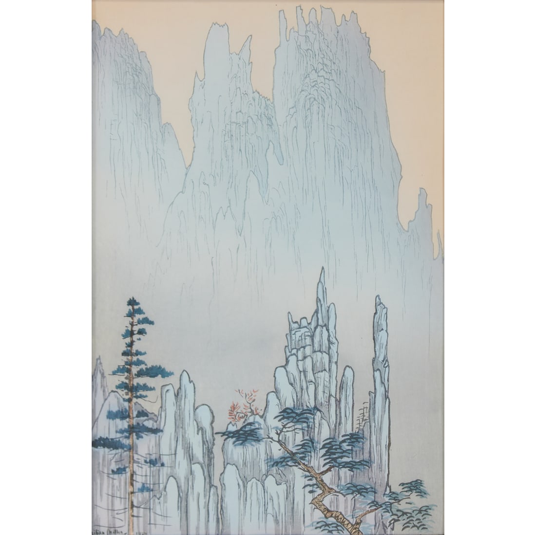 Lilian May Miller (American, 1895-1943)Cathedral Cliffs, Diamond Mountains, KoreaWoodblock Print, (1 of 4)