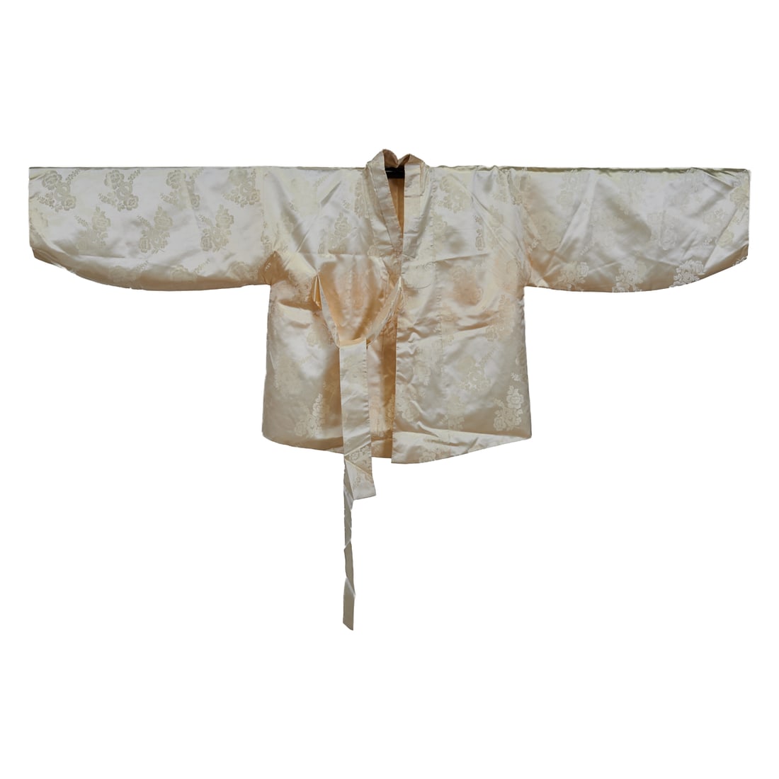 Japanese Female Dress with Floral Decorations (Silk Brocade). {L 29 3/8.inches (74.6 cm)}. (1 of 4)