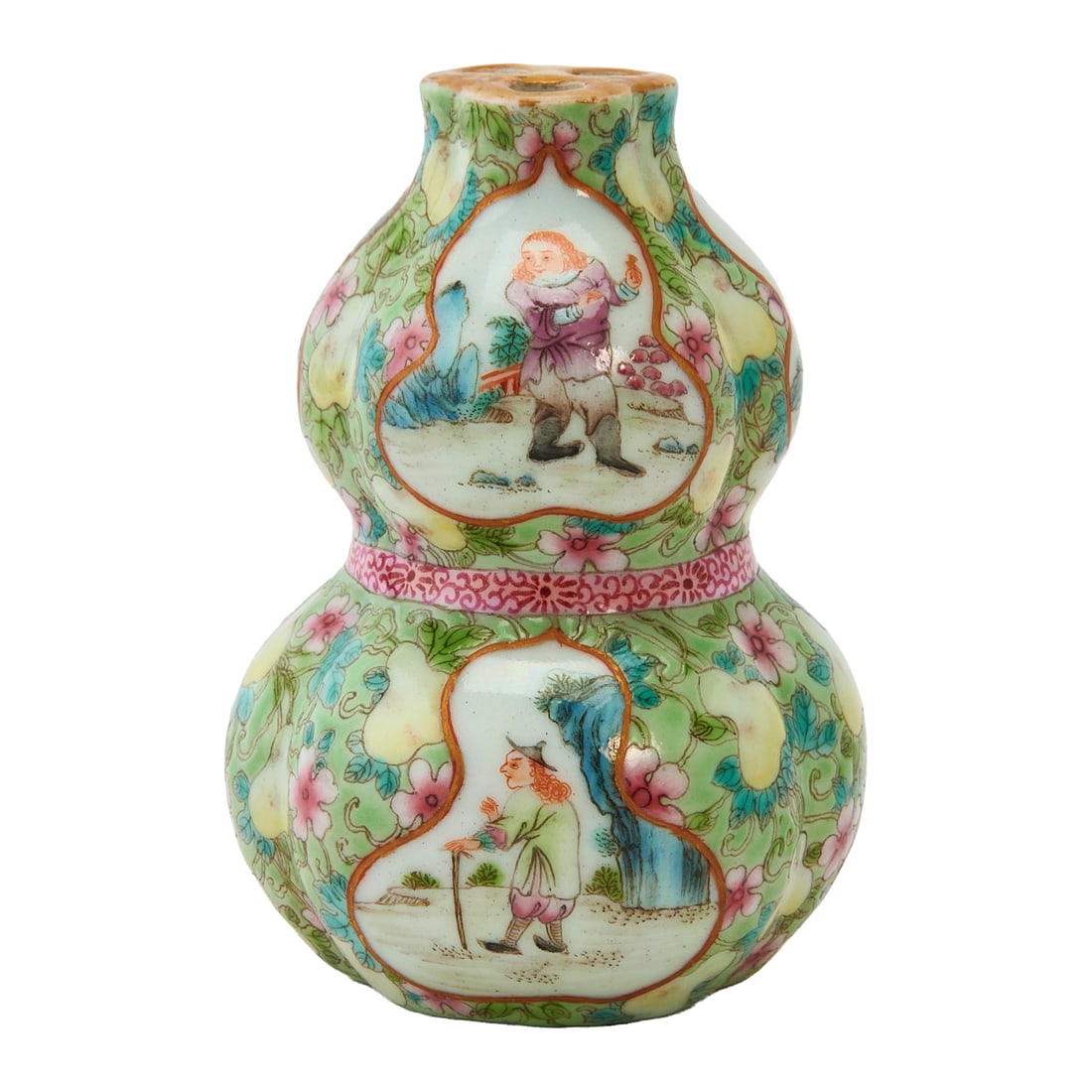 Chinese Famille Rose Double-Gourd Vase with European Figures Late Qing Dynasty, circa 1850 The vase (1 of 5)