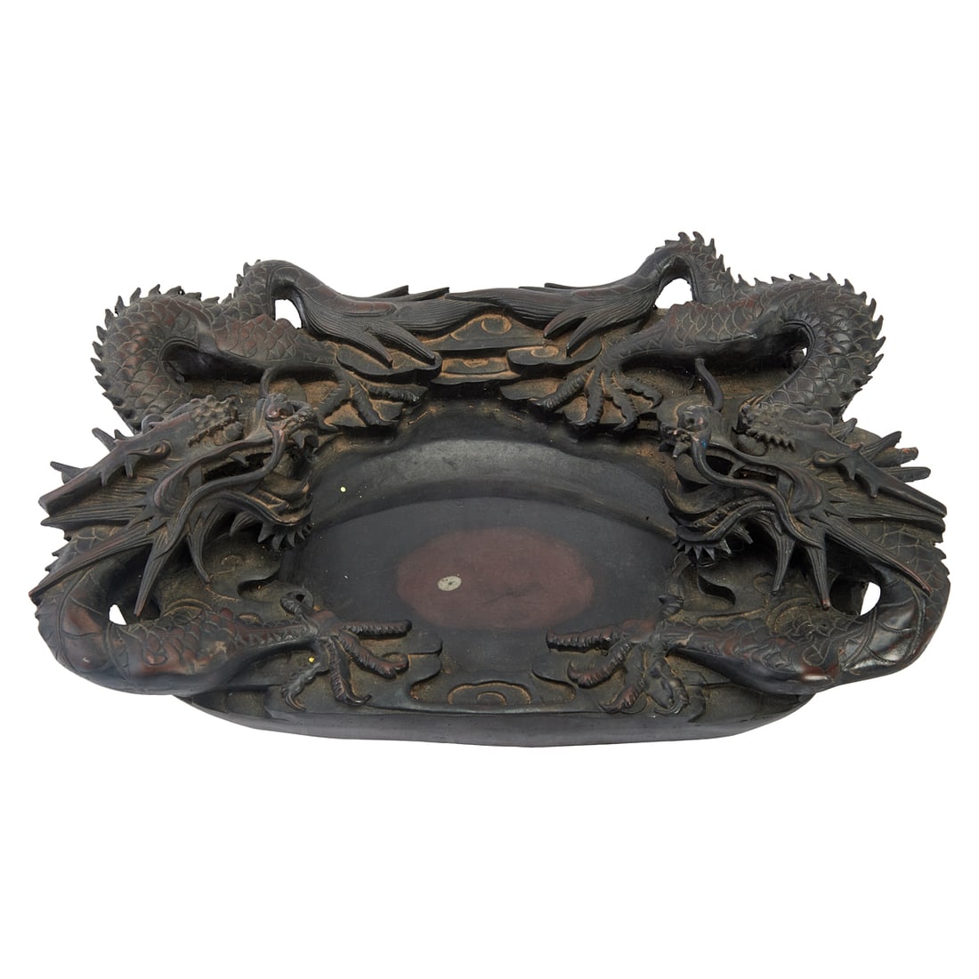 Large Chinese Dragon Carved Inkstone A large and finely carved Chinese inkstone featuring a (1 of 4)