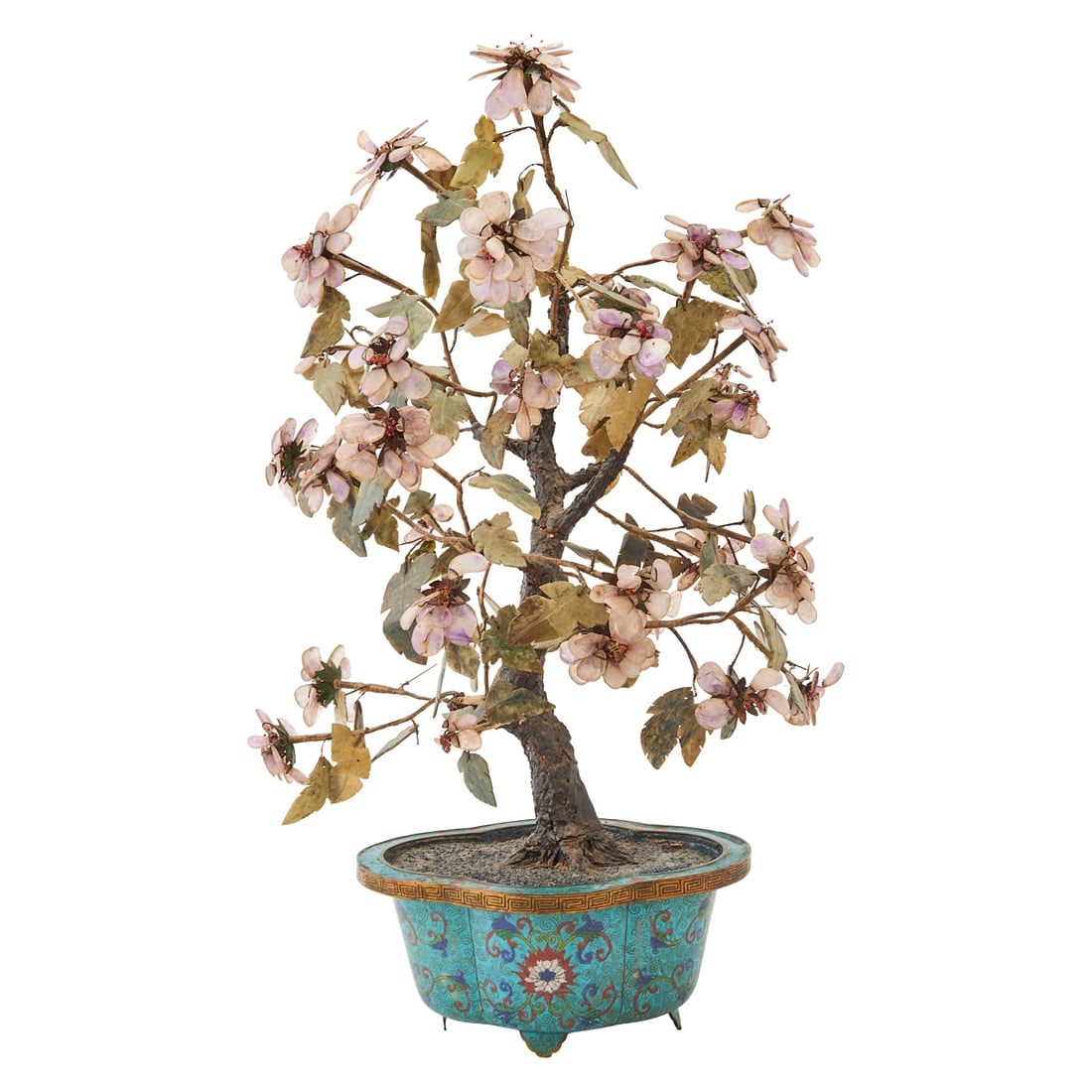 Chinese Cloisonné and Hardstone BonsaiEarly 20th Century A decorative bonsai arrangement (1 of 4)
