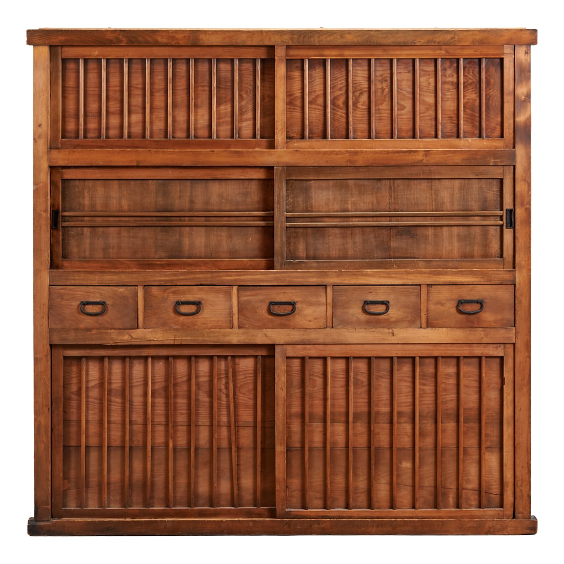 Large Japanese Mizuya-Dansu with Sliding Lattice Doors Meiji-Taisho Period (late 19th-early 20th: Large Japanese Mizuya-Dansu with Sliding Lattice DoorsMeiji-Taisho Period (late 19th-early 20th century)<