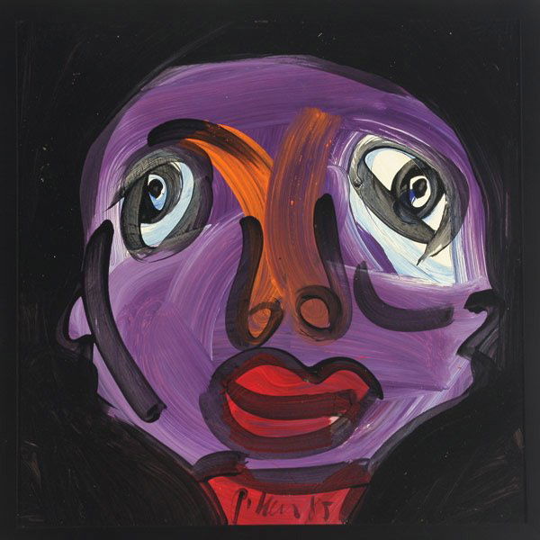 PETER KEIL "Black Man, 1985": PETER KEIL (German b.1942) "Black Man, 1985" Oil on masonite. 24 x 24 inches/ 61 x 61 centimeters. Signed & dated lower center "P. Keil, 1985" Verso: Signed, titled & dated "P. Keil, Black Man, 1985"