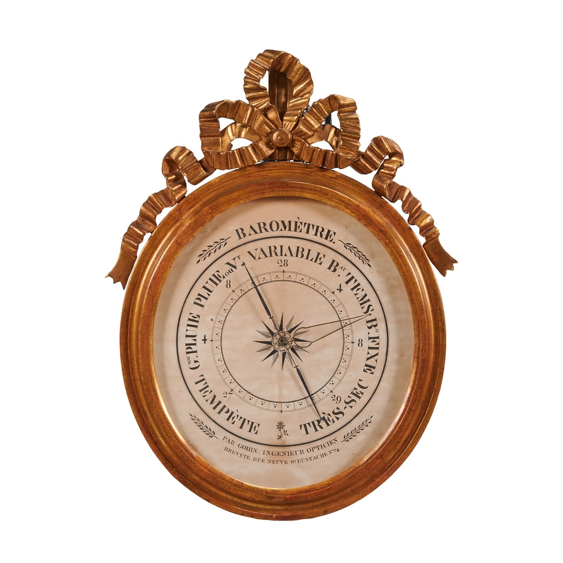 French Gothic Giltwood Barometer.{Approximate dimensions: 32 1/2" H x 24 1/2" W}: French Gothic Giltwood Barometer.{Approximate dimensions: 32 1/2" H x 24 1/2" W}