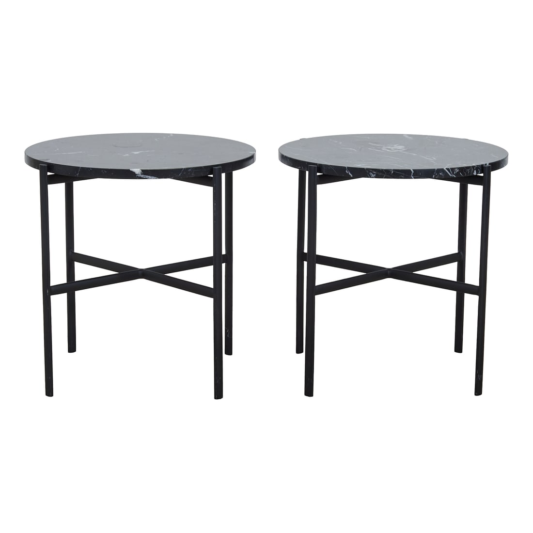 Pair of Sylvain Willenz Outline Marble Top Side Tables, reproduced by Design within Reach, the white (1 of 5)
