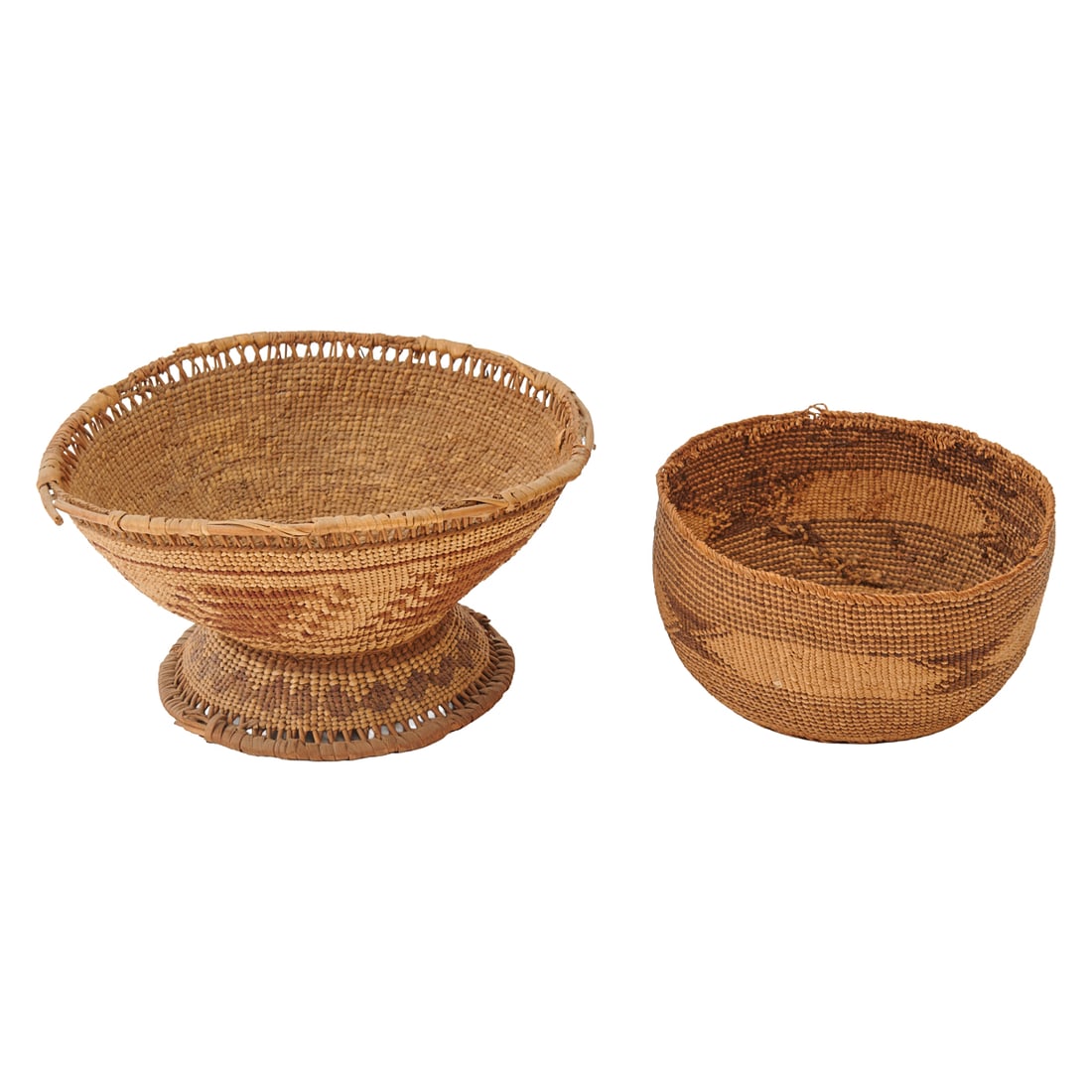 Two Yurok or Hupa Baskets including a Footed Example - 2