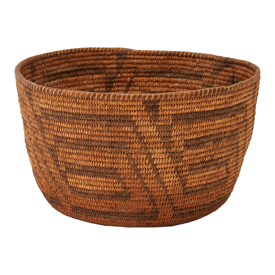 Pima or Tohono O'odom Woven and Coiled Basket, comprising a slightly tapered, woven and coiled (1 of 3)