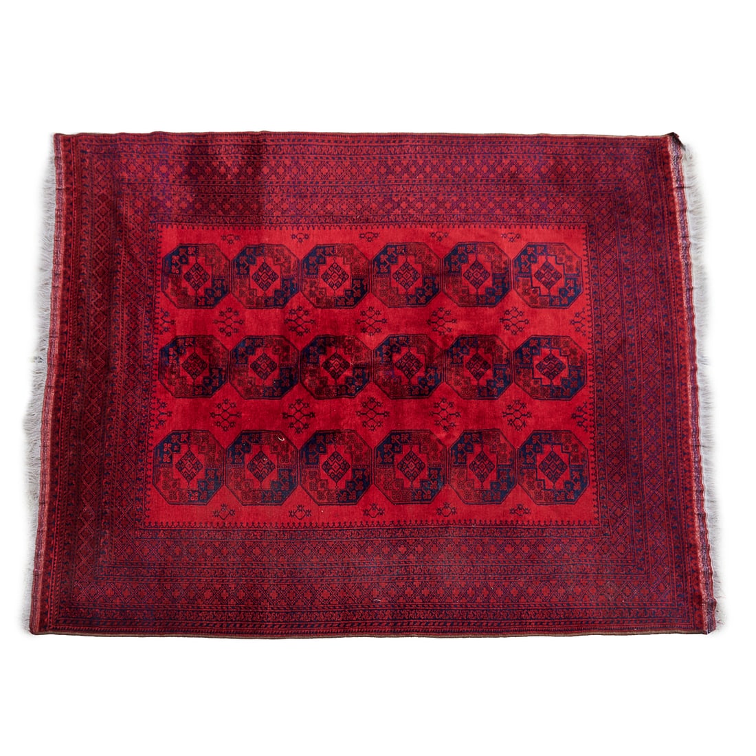 Turkmen Ersari Main Burgundy Carpet.{Approximate dimensions:9' 4" x 11'.}. (1 of 3)