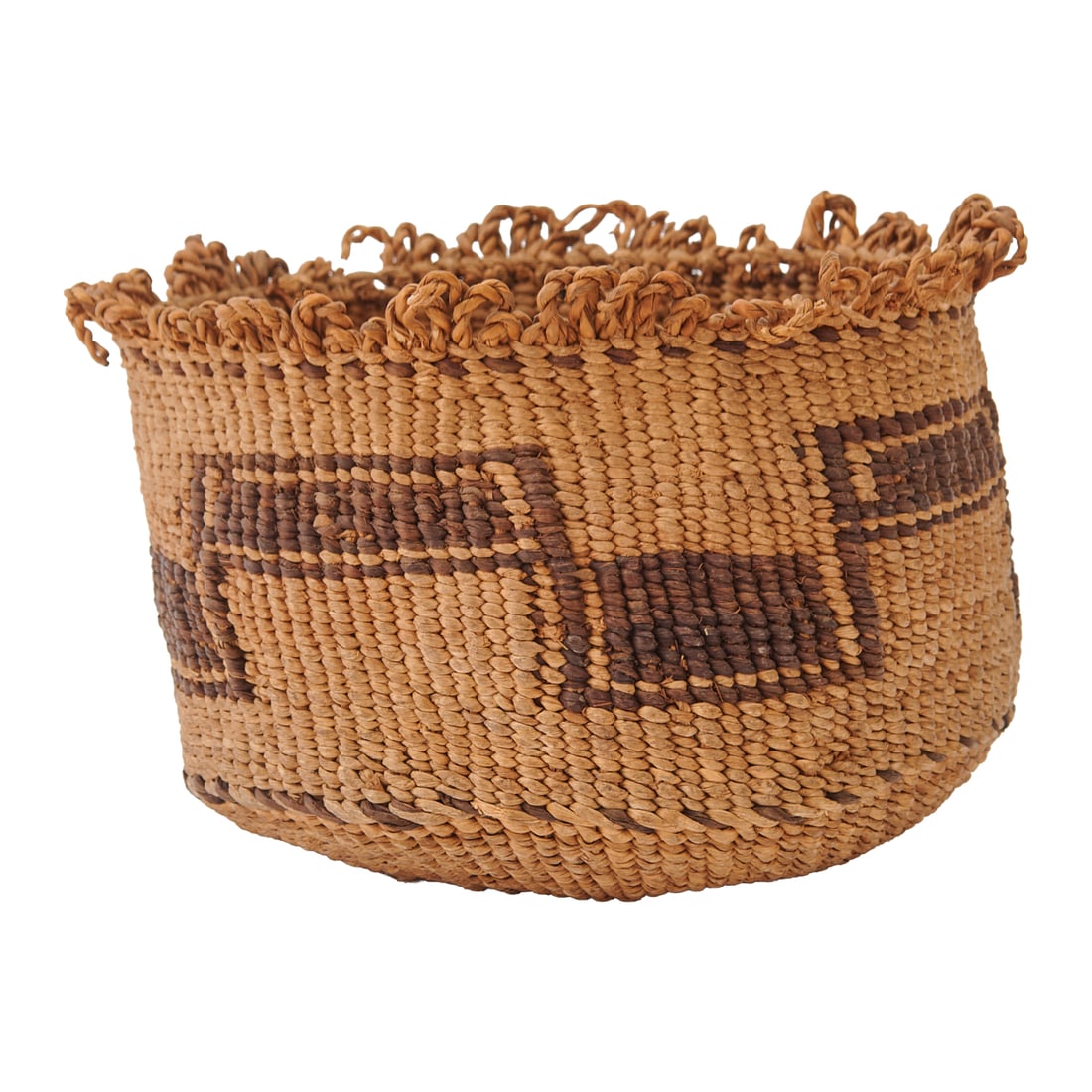 Northern California Woven Bag Basket. Comprising a woven bag basket with imbrecated geometric (1 of 3)