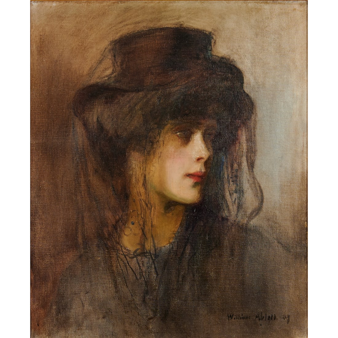 William Ablett (British, 1877-1937), "The Lady Portrait," (Woman in Black Hat), 1907, oil on canvas, (1 of 5)