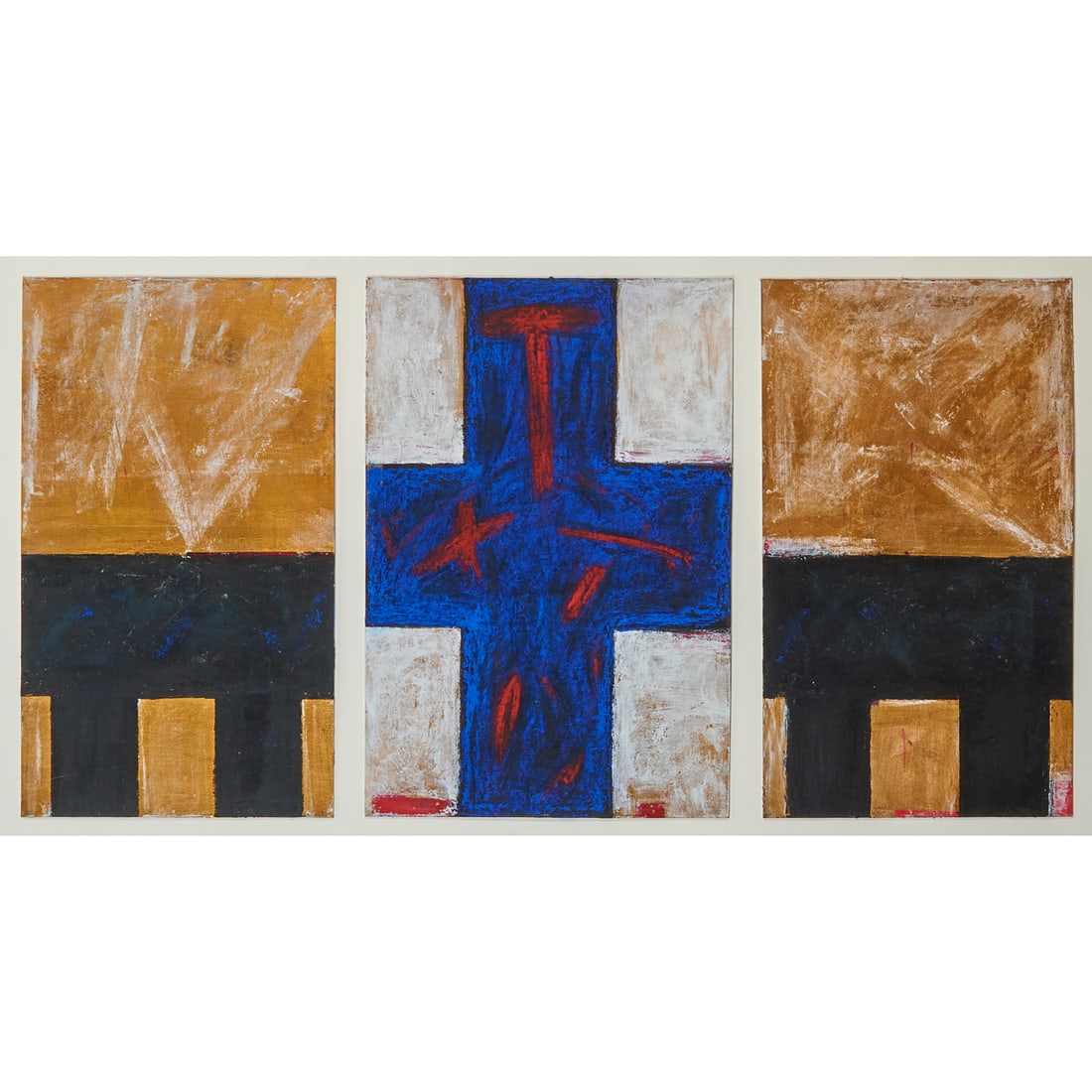Orazio De Gennaro (Italian, born 1957), "Trittico II," 1993, mixed media consisting of gold leaf, (1 of 3)