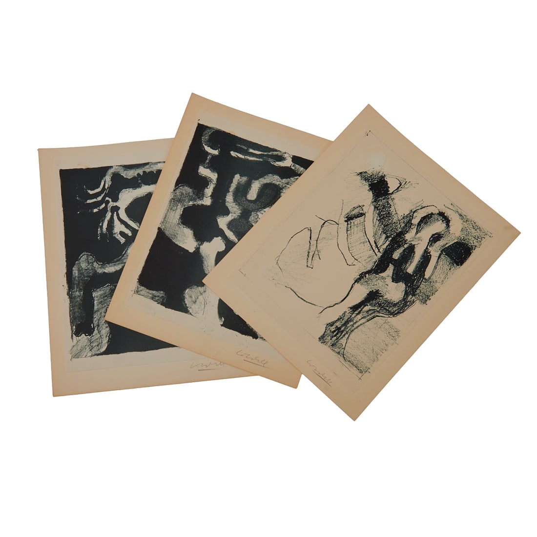 Frank Lobdell (American, 1921-2013), Untitled, three offset lithographs from "Drawing" (1 of 4)