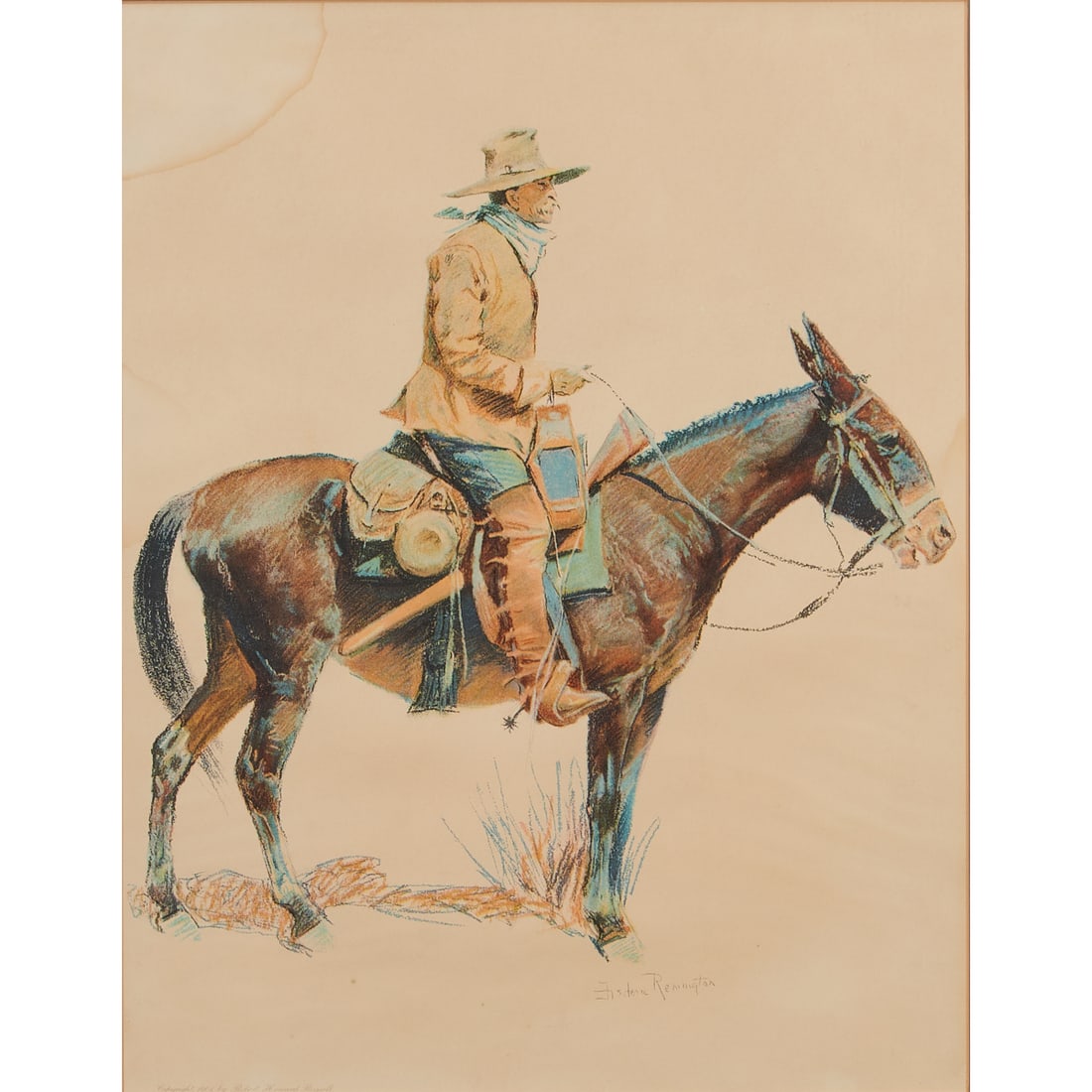 After Frederic Sackrider Remington (American, 1861-1909), Army Packer, chromolithograph, (1 of 4)
