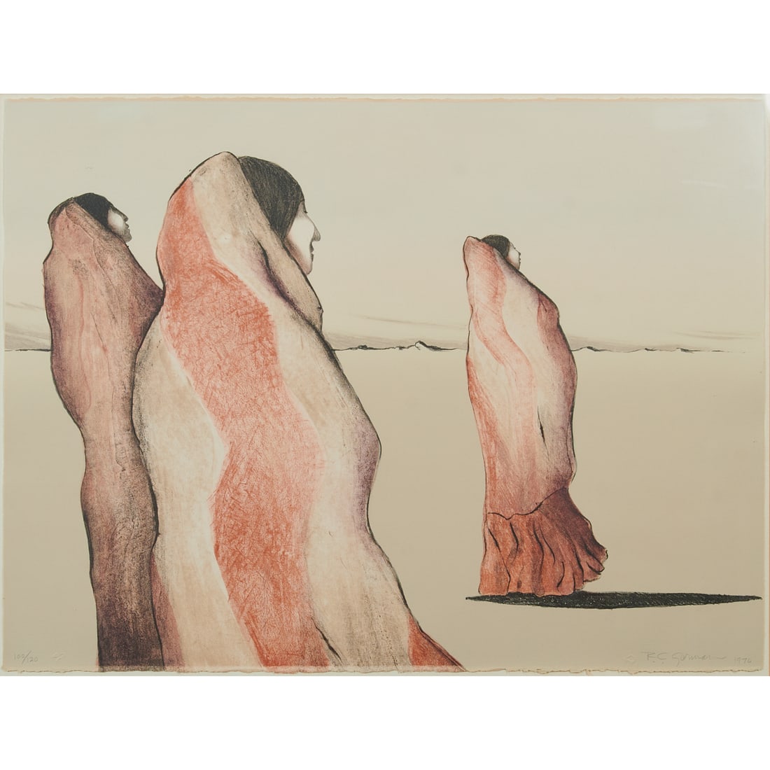 Rudolph Carl Gorman (American, 1932-2005), Women in Desert, 1976, colored lithograph, [approximate (1 of 5)