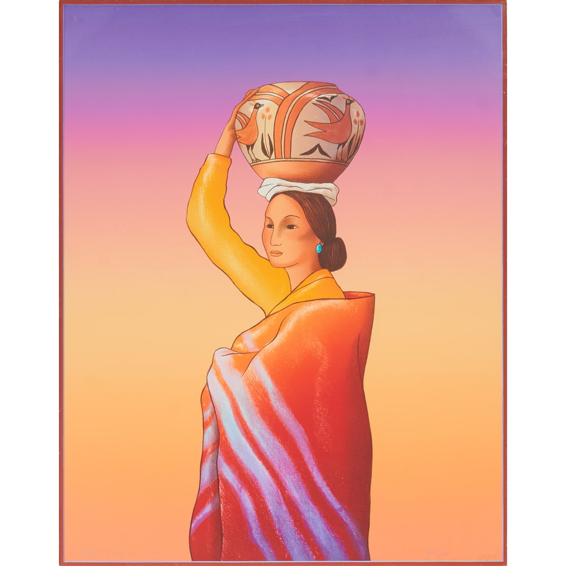 Rudolph Carl Gorman (American, 1932-2005), "Acoma Maiden," 1993, colored lithograph on paper, (1 of 5)