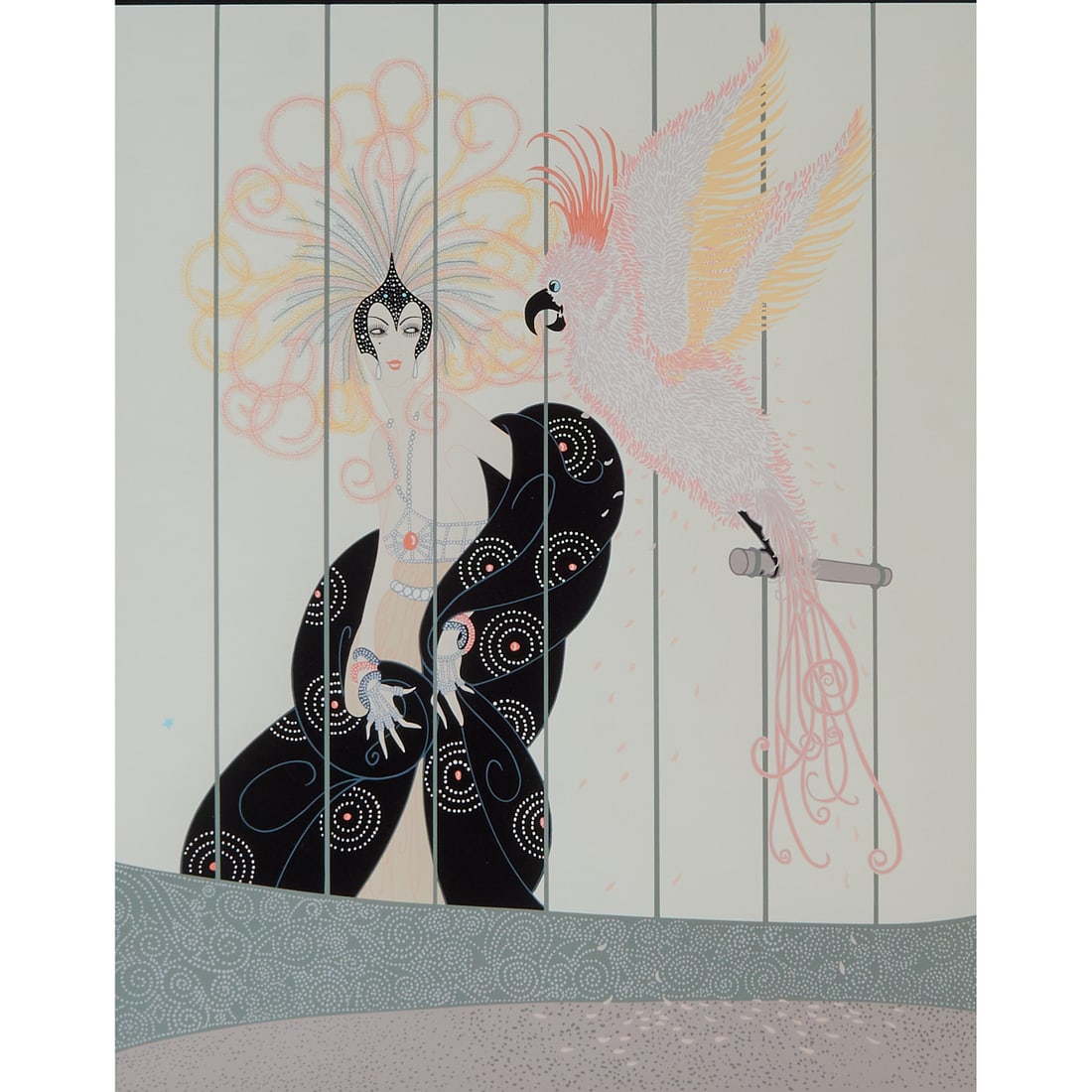 Roman(Erte) De Tirtoff (Russian/French, 1892-1990), "The Bird Cage," serigraph, [approximate (1 of 5)