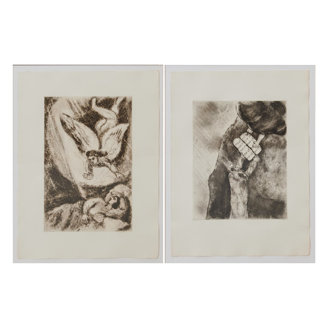 Marc Chagall (Russian, 1887-1985), twoetchings fromthe "Bible" suite,from 1956,(i) "God Appears to (1 of 8)