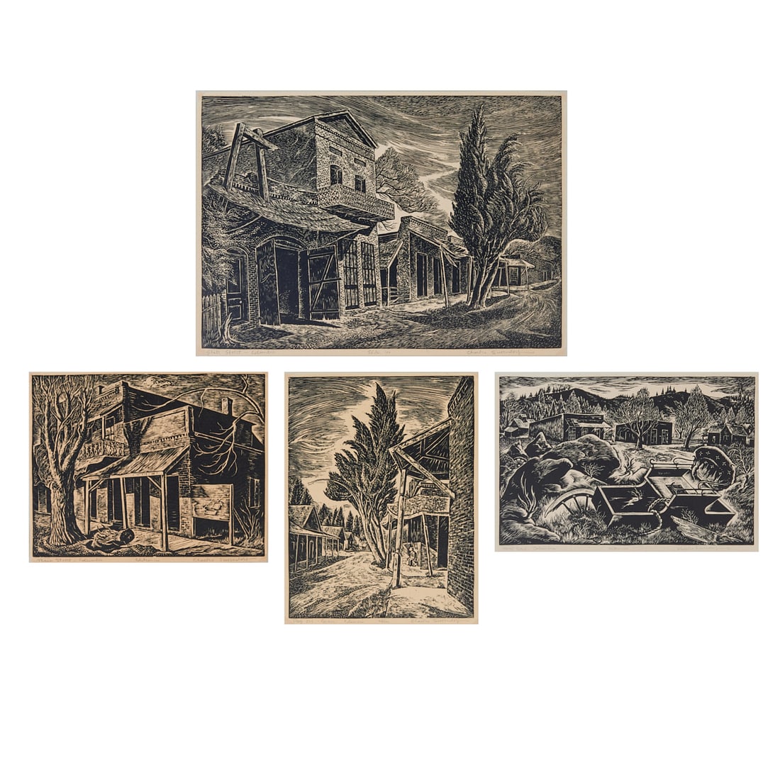 Charles Frederick Surendorf (American, 1906-1979),four linocuts of Colombia. The group consisting of: Charles Frederick Surendorf (American, 1906-1979),four linocuts of Colombia. The group consisting of (i)"State Street - Colombia," edition of 100, plate: 11 5/8" H x 16 3/8" W, sheet: 13 5/8" H x 19" 