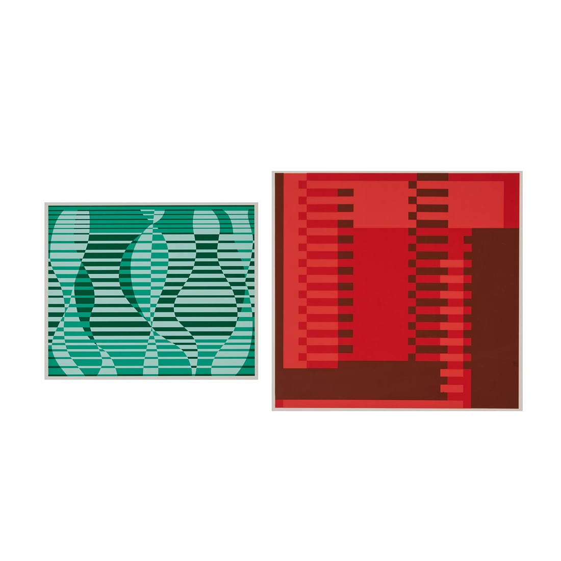 Josef Albers (German/American, 1888-1976);Two screenprints from the Formulation Articulation: Josef Albers (German/American, 1888-1976);Two screenprints from the Formulation Articulation portfolio; (i) Green, plate size:10" H x 12" W, sheet:15" H x 20" W, "Portfolio I, Folder 2" in print, with