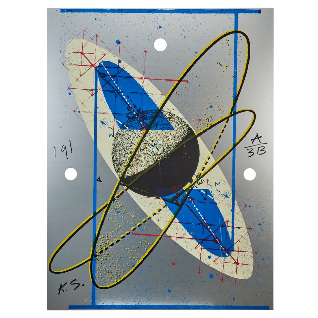 Keith Sonnier (American,1941-2020), "Elliptical Transfer D," 1991, monoprint on metal sheet, (1 of 3)
