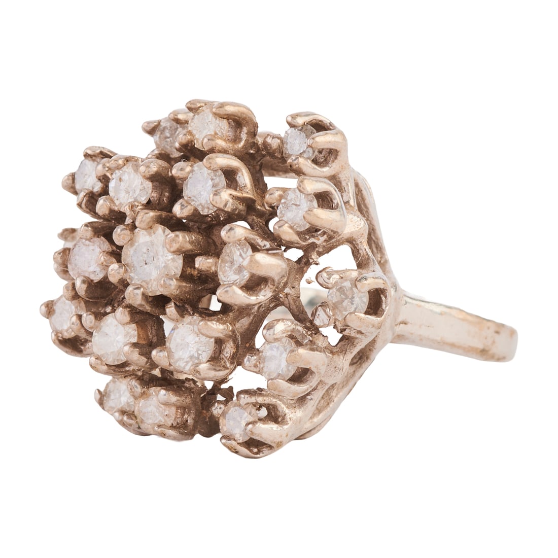 Diamond, 14k White Gold Ring. Featuring nineteen full-cut diamonds weighing a total of approximately (1 of 4)