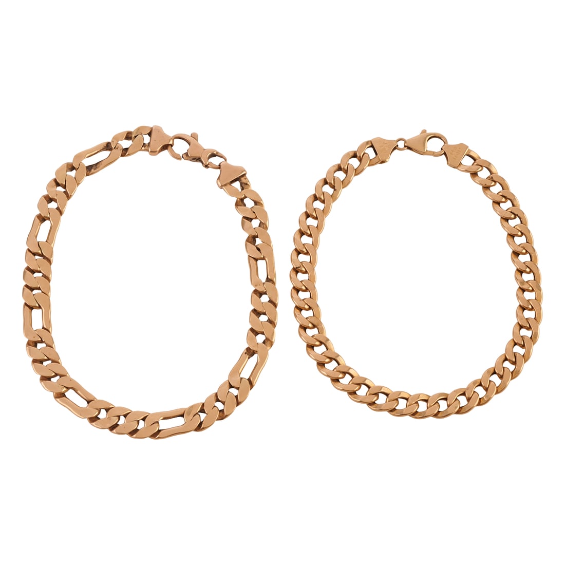 Two 14k Yellow Gold Bracelets. Including one 14k yellow gold figaro link measuring approximately 7.5 (1 of 4)