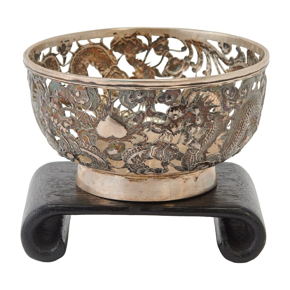 A Chinese Export Silver Reticulated Dragon Bowl, Mark of Luen Wo and Yi Chang, Shanghai, circa 1900A (1 of 4)