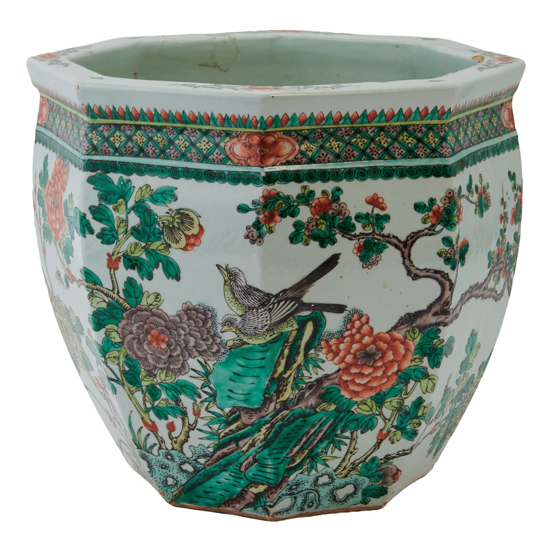 A Large Chinese Famille Verte Octagonal Planter, Late Qing DynastyA large Chinese famille verte (1 of 5)