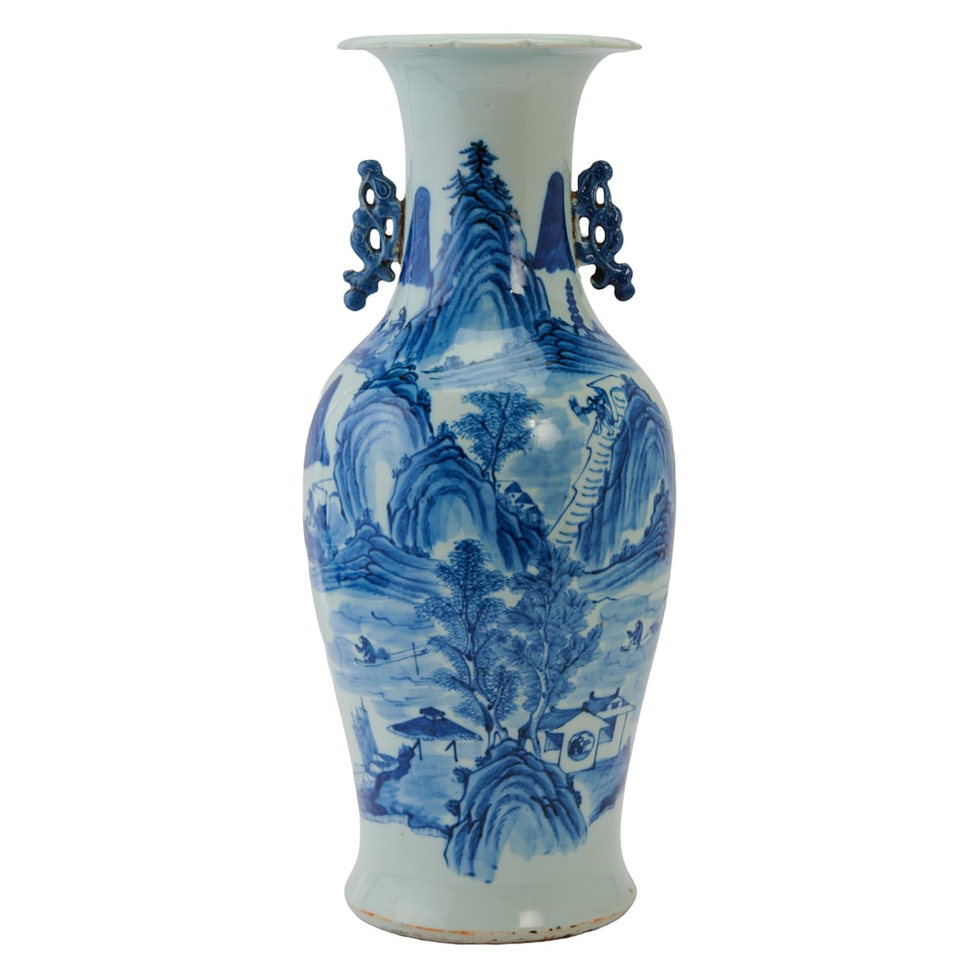 A Large Chinese Blue and White Landscape Vase, Late Qing DynastyA large Chinese blue and white (1 of 5)