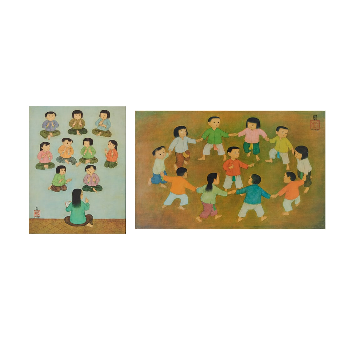 Two Prints after Mai Trung Thu (1906-1980)Comprising two decorative prints after paintings by the (1 of 8)