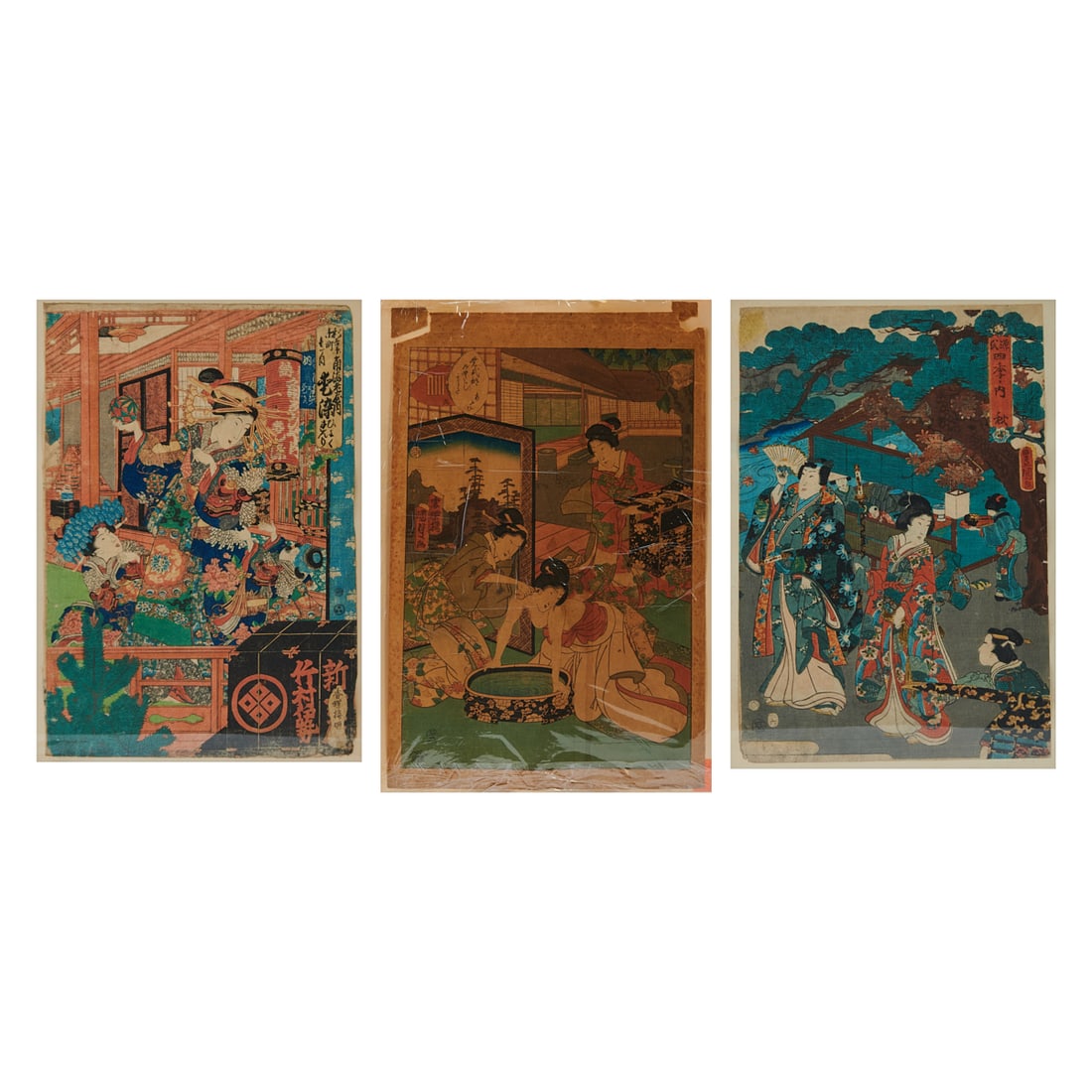 Three Japanese Woodblock Prints, 19th CenturyComprising three Japanese ukiyo-e woodblock prints (1 of 9)