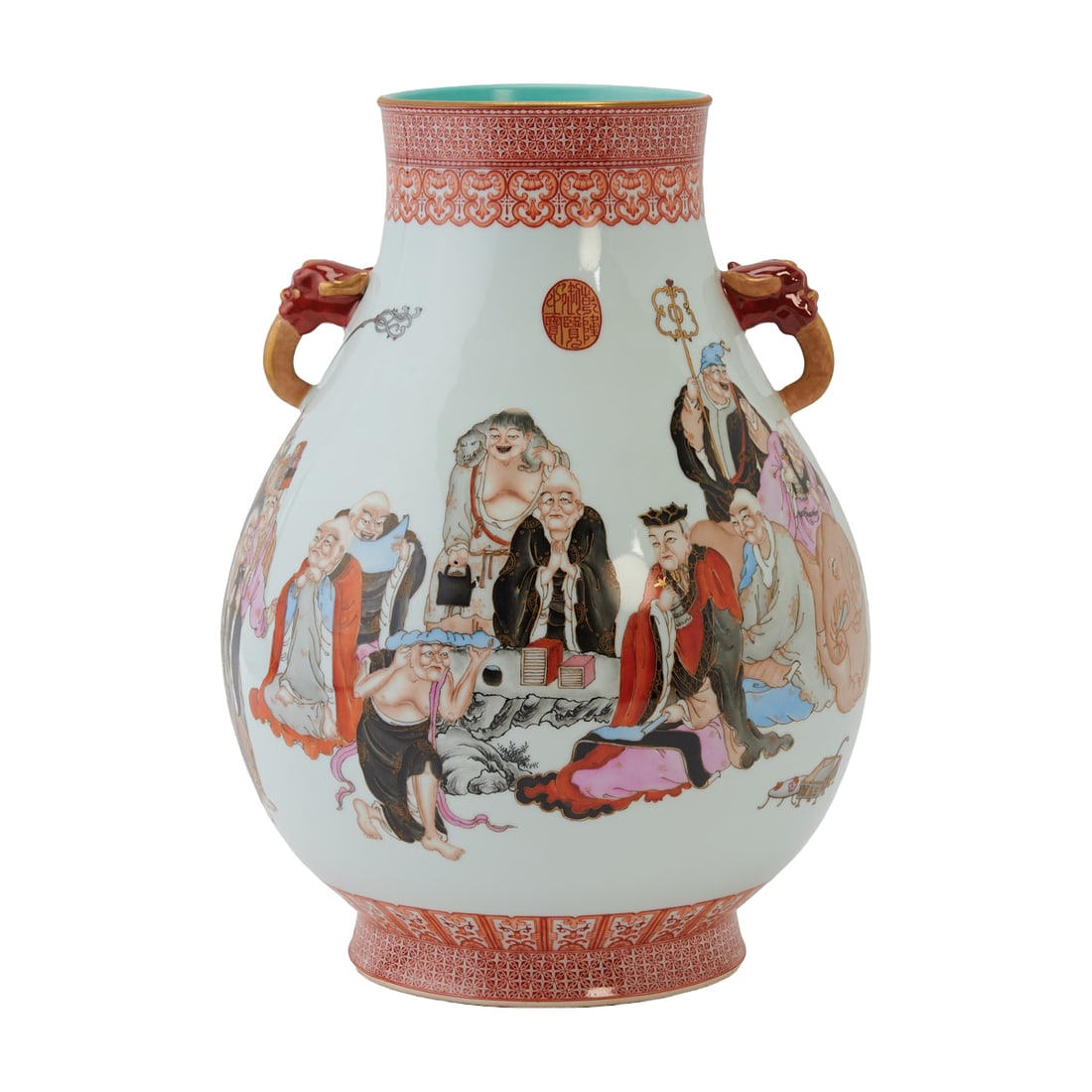 Chinese Famille Rose Vase, of baluster form with a broad rounded body rising to a tapering neck (1 of 7)