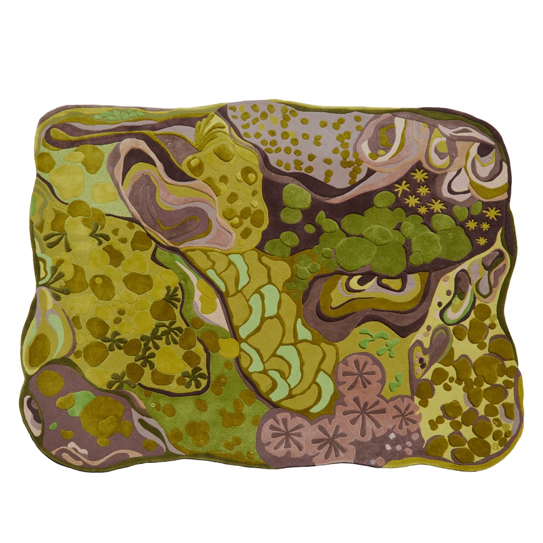 Angela Adams Woodland or Forest Floor Carved and Layered Carpet: Angela Adams Woodland or Forest Floor Carved and Layered Carpet, the all wool fibers dyed in various natural shades, and areas carved, layered, cut and woven with whimsical variety. {Approximate