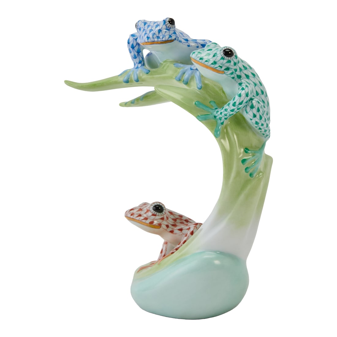 Herend Porcelain Tree Frog Figural Group - 2