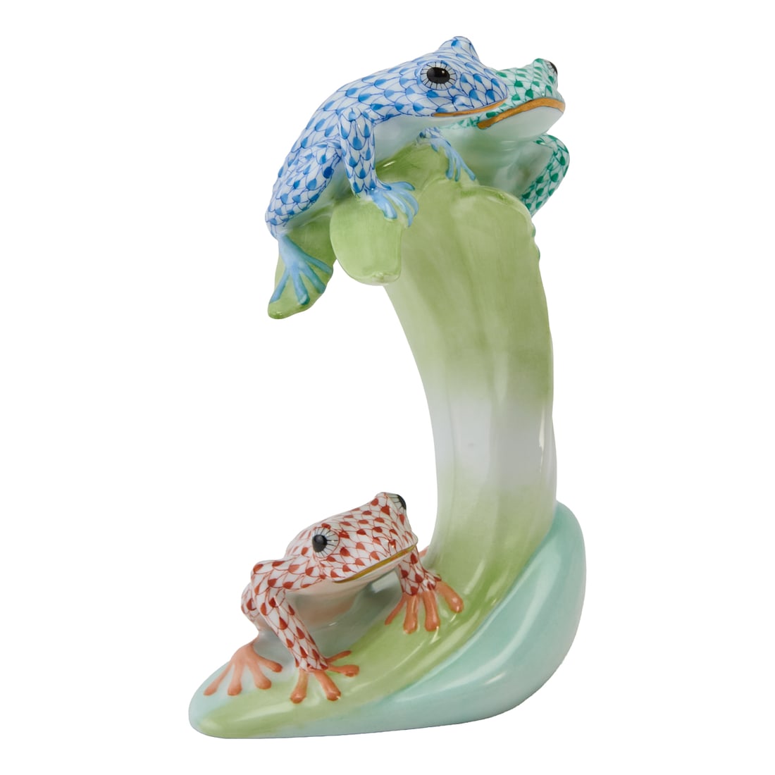 Herend Porcelain Tree Frog Figural Group - 4