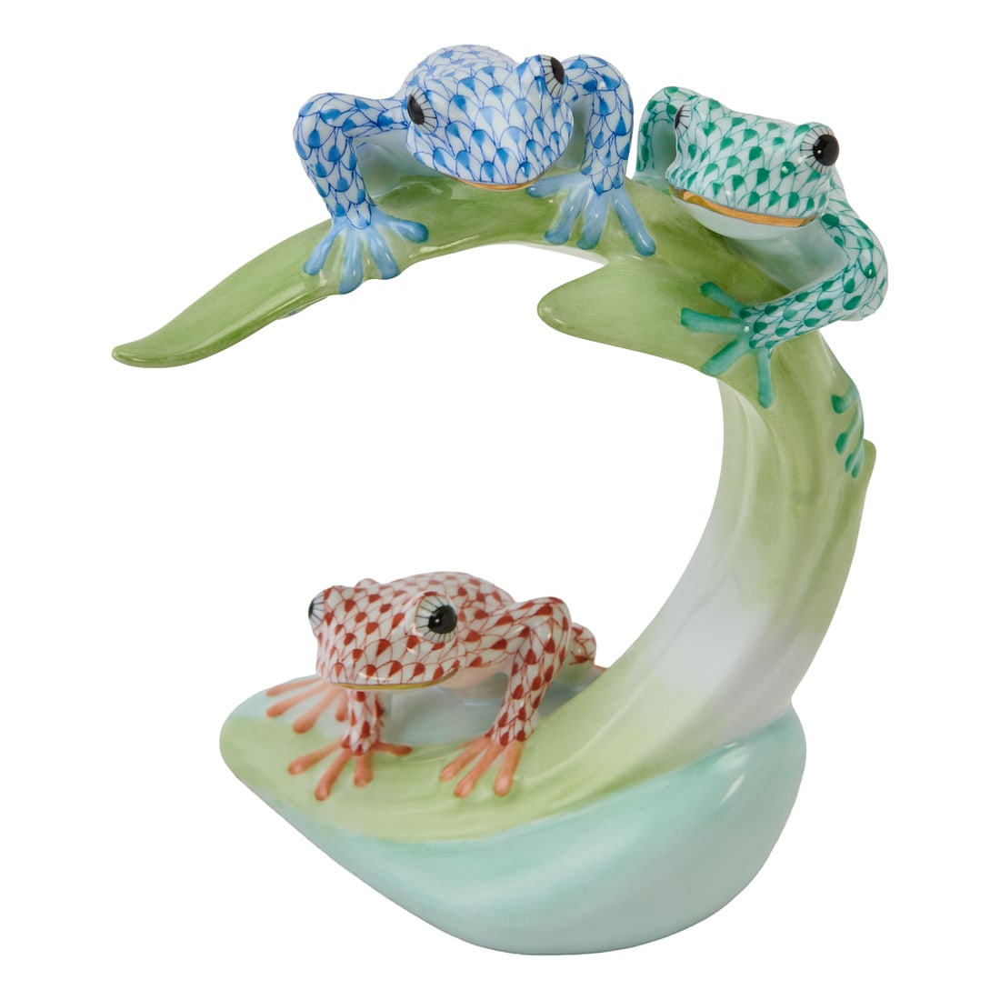 Herend Porcelain Tree Frog Figural Group - 5
