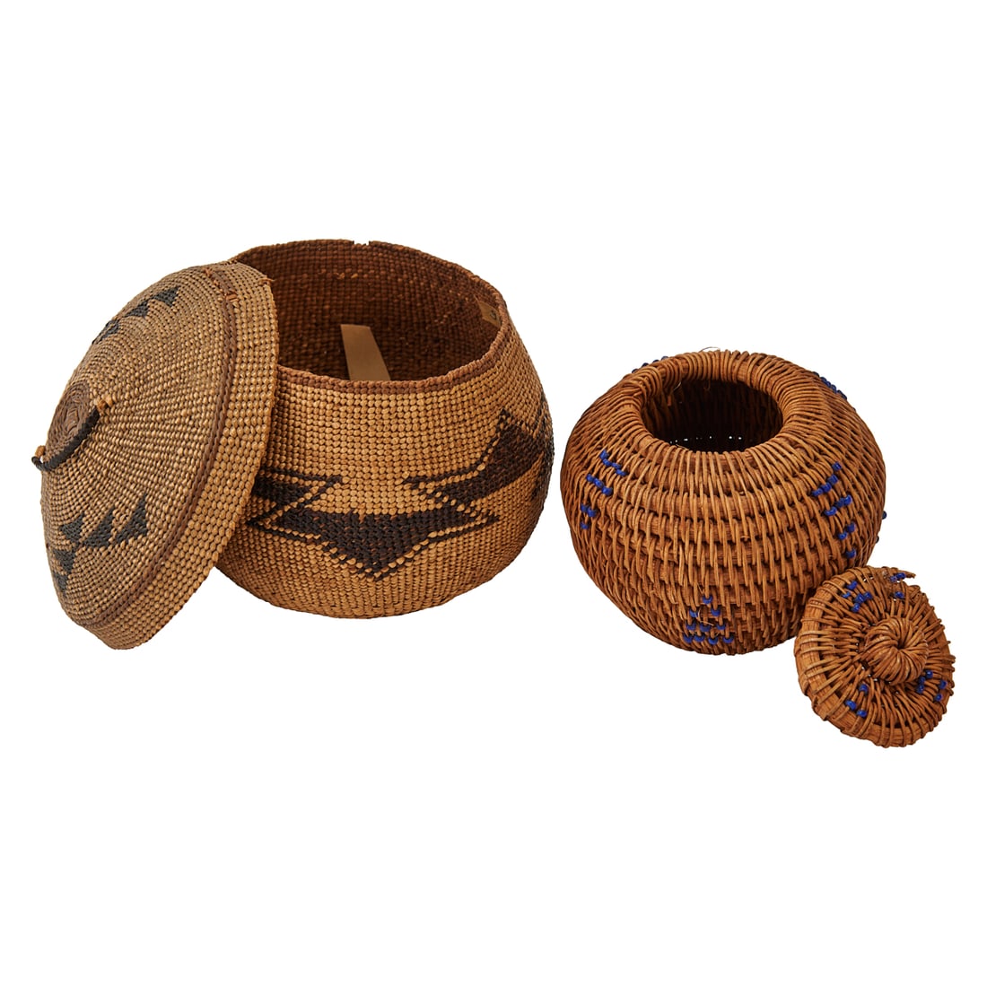 Two Native American Baskets with Lids - 3