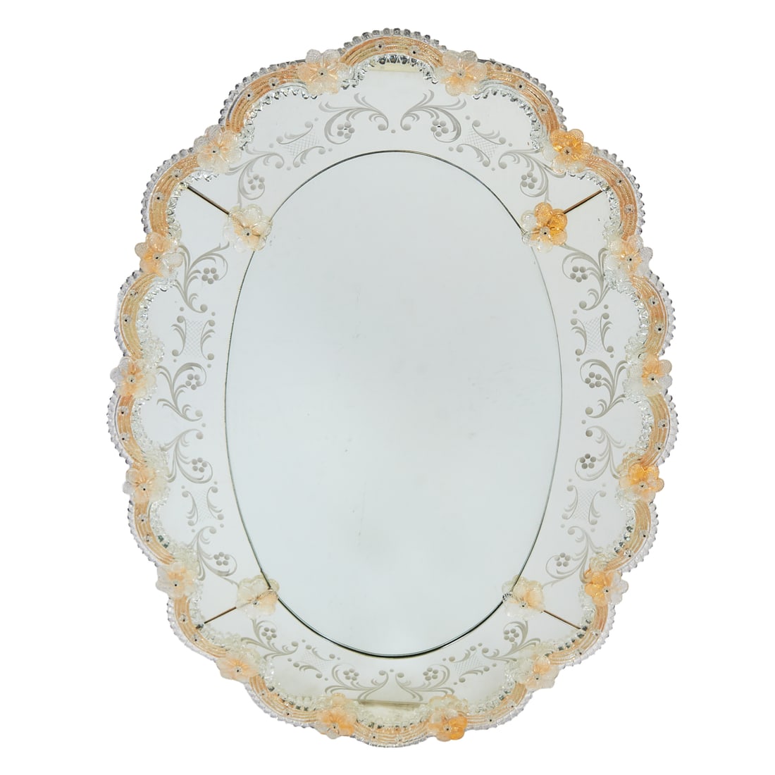 Venetian Style Scalloped Oval Wall Mirror (1 of 3)