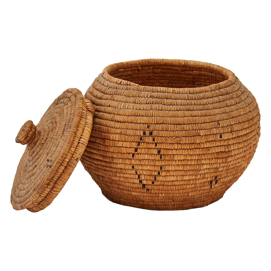 Two Native American Baskets, One Footed and One Lidded - 3